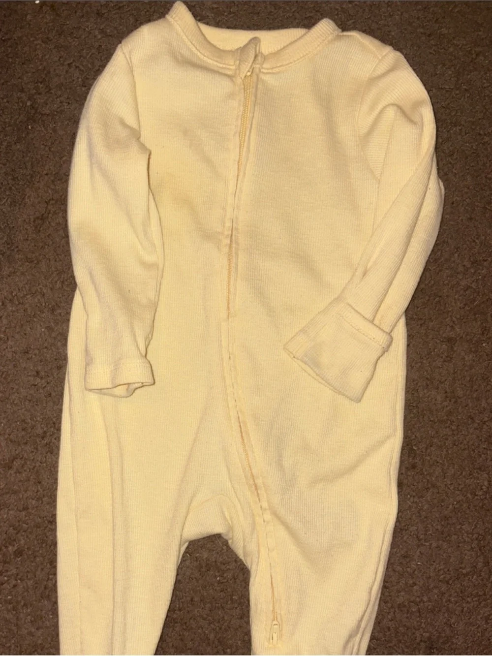 Yellow ribbed footie pajamas